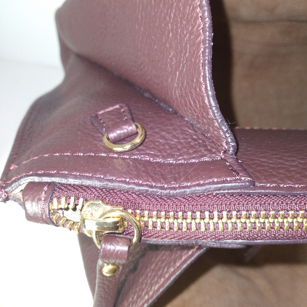 IACUCCI Made In Italy Burgundy Pebbled Leather Satchel Bag - Picture 6 of 13